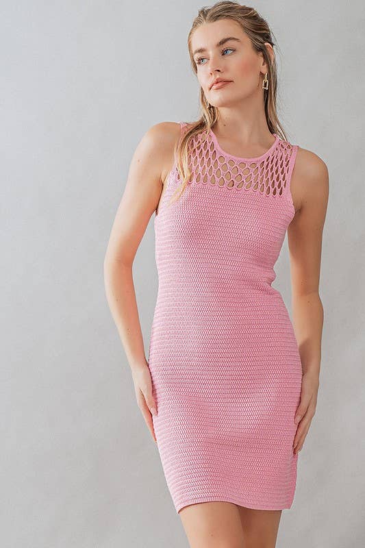 Urban Daizy HOLLOW OUT CROCHET MINI DRESS Beige Dress - Women's (UDZ-DR-00127) – alternate view 12