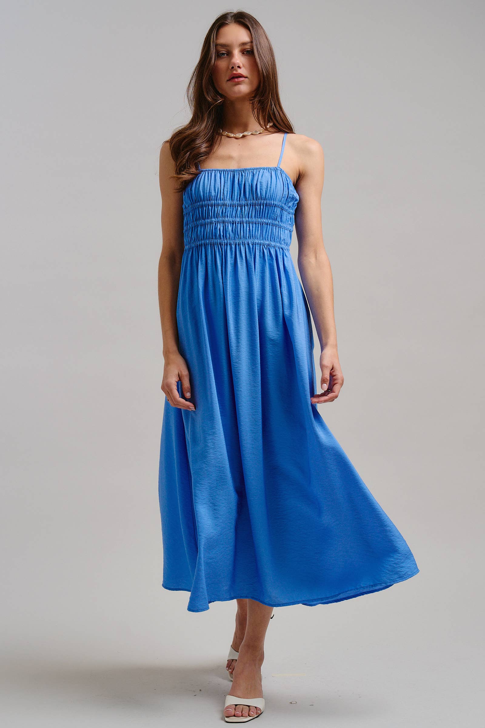 Urban Daizy Smocked Bodice Midi Dress Black Dress - Women's (TNDR1639-Black) – alternate view 2