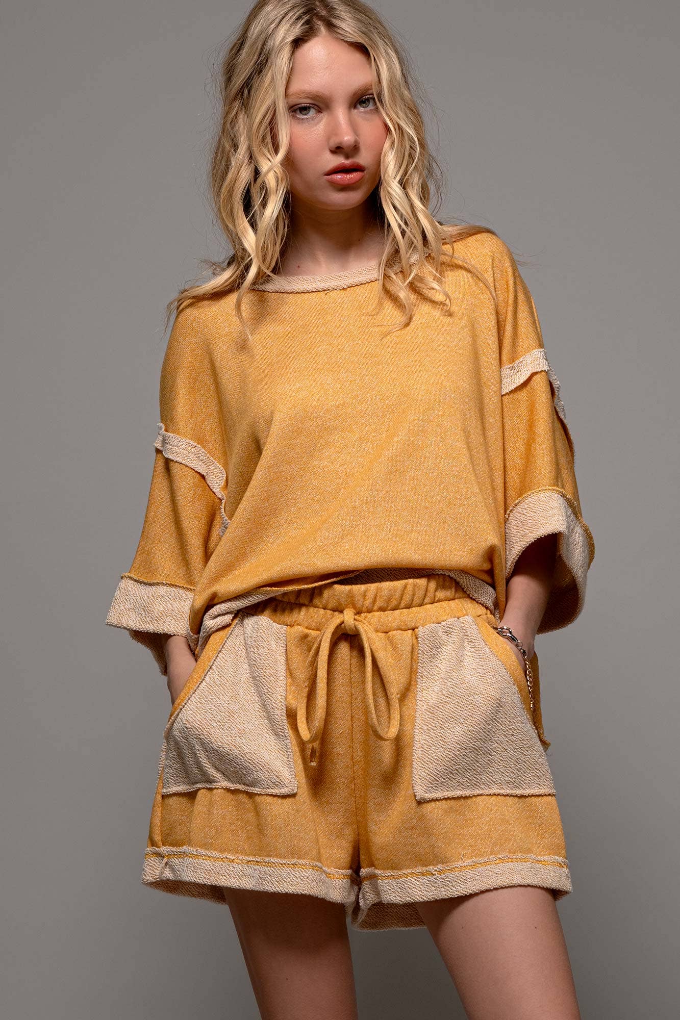 Urban Daizy Garner Cozy Reverse Stitch Colorblock Short Black Lounge Shorts - Women's (UDZ-PT-00209) – alternate view 29