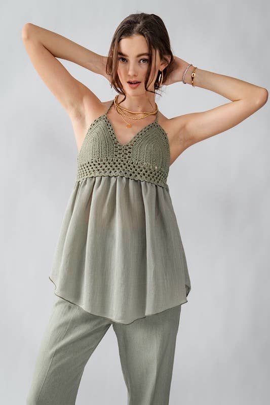 Urban Daizy Crochet Knit Halter Tunic Top Beige Tunic - Women's (UDZ-TP-00016) – alternate view 11