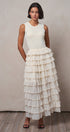 Tiered Ruffle Maxi Dress with Contrast Trim in IVORY - Women's Cocktail Dresses | Urban Daizy