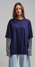Urban Daizy Oversized Faux Layered Mixed Media Shirt Red Tunic - Women's (UDTP1445-Red) – alternate view 11