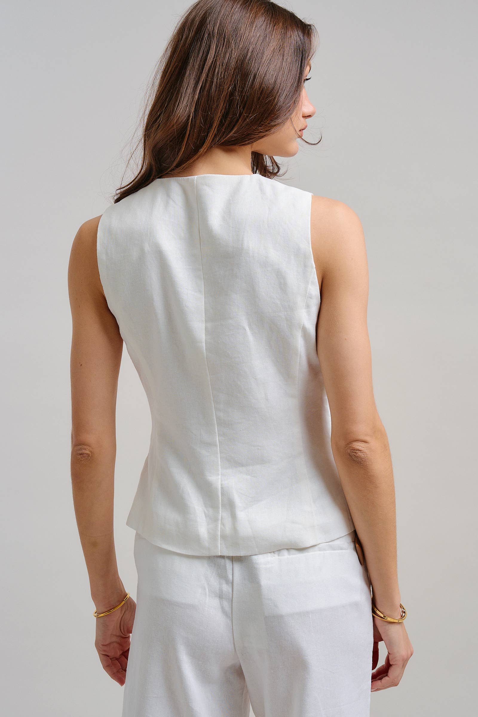 Tailored Linen Blend Waistcoat Vest
