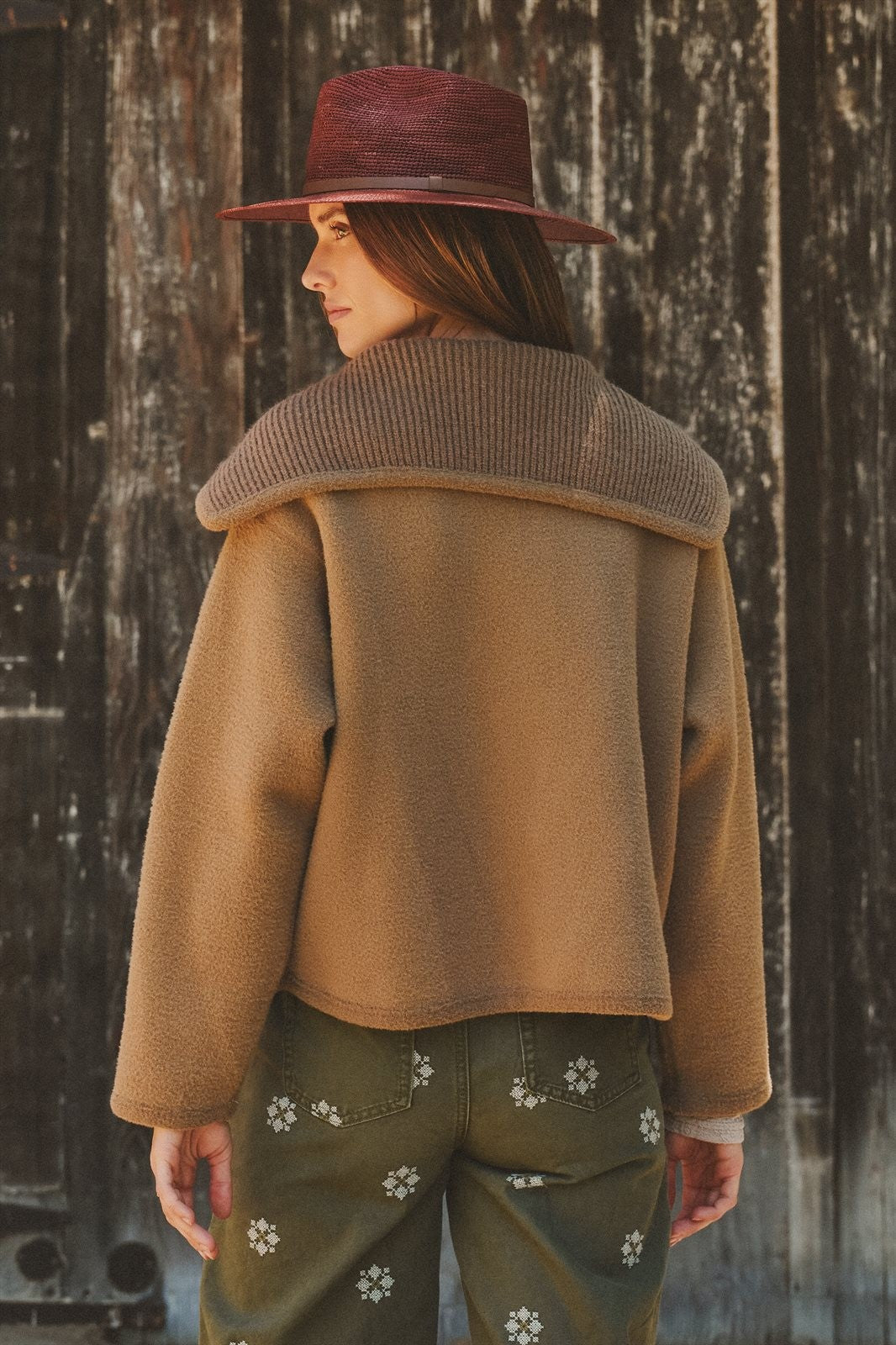 Hooded Button-Front Wool Blend Short Jacket in CAMEL - Women's Jackets & Blazers | Urban Daizy