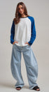 All-Star Vintage Baseball Tee in BLUE - Women's T-Shirts & Polos | Urban Daizy