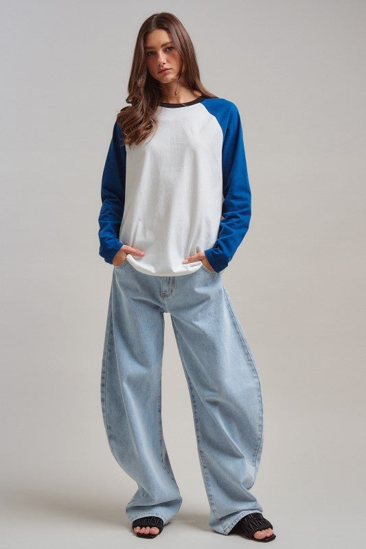 All-Star Vintage Baseball Tee in BLUE - Women's T-Shirts & Polos | Urban Daizy
