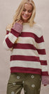 Striped Oversized Chunky Knit Sweater in BURGUNDY - Women's Sweaters | Urban Daizy