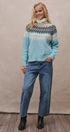 Icelandic Yoke Turtleneck Sweater in PASTEL BLUE - Women's Sweaters | Urban Daizy