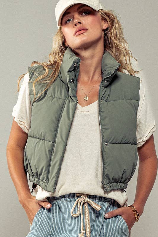 Urban Daizy Essential Puffer Down Vest with Adjustable Hem Black Outerwear Vest - Women's (UDZ-OT-00272) – alternate view 9