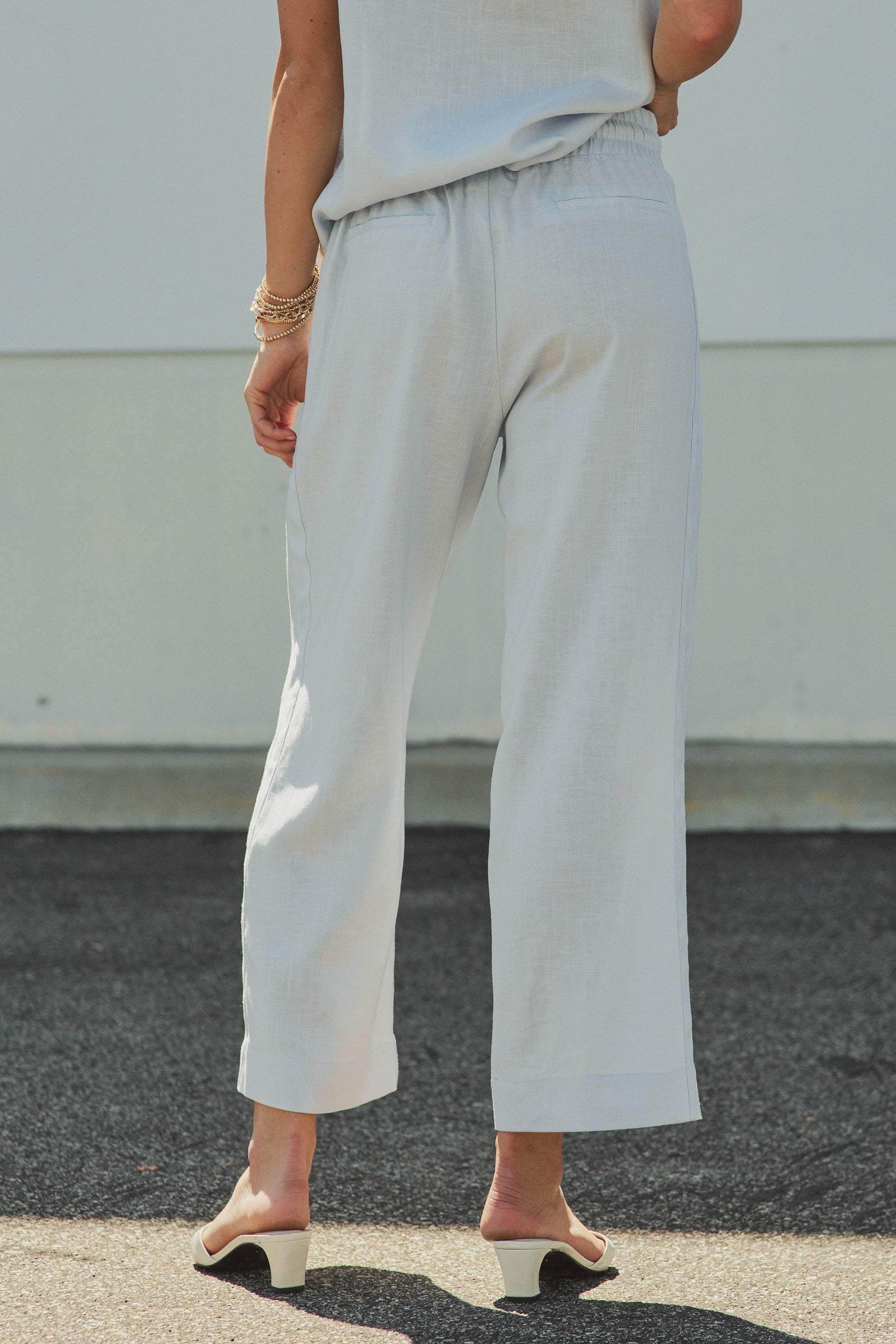 Linen Wide-Leg Drawstring Pants