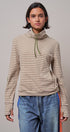 Striped Cowl Neck Drawstring Pullover Sweatshirt in PINK - Women's Sweatshirts & Hoodies | Urban Daizy
