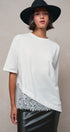 Oversized Cotton Tee with Asymmetric Lace Hem in WHITE - Women's T-Shirts & Polos | Urban Daizy