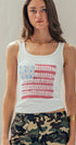 Urban Daizy Gingham & Lace American Flag Patch Ribbed Tank White Tank Top - Women's (UDTP1415) – alternate view 2