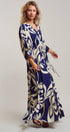 Urban Daizy Navy Abstract Leaf Print Caftan Maxi Dress Navy Dress - Women's (TNDR1631-Navy) – alternate view 7