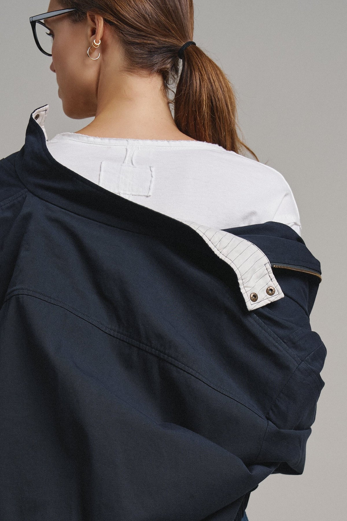 Cropped Zip Bomber Jacket in NAVY - Women's Jackets & Blazers | Urban Daizy