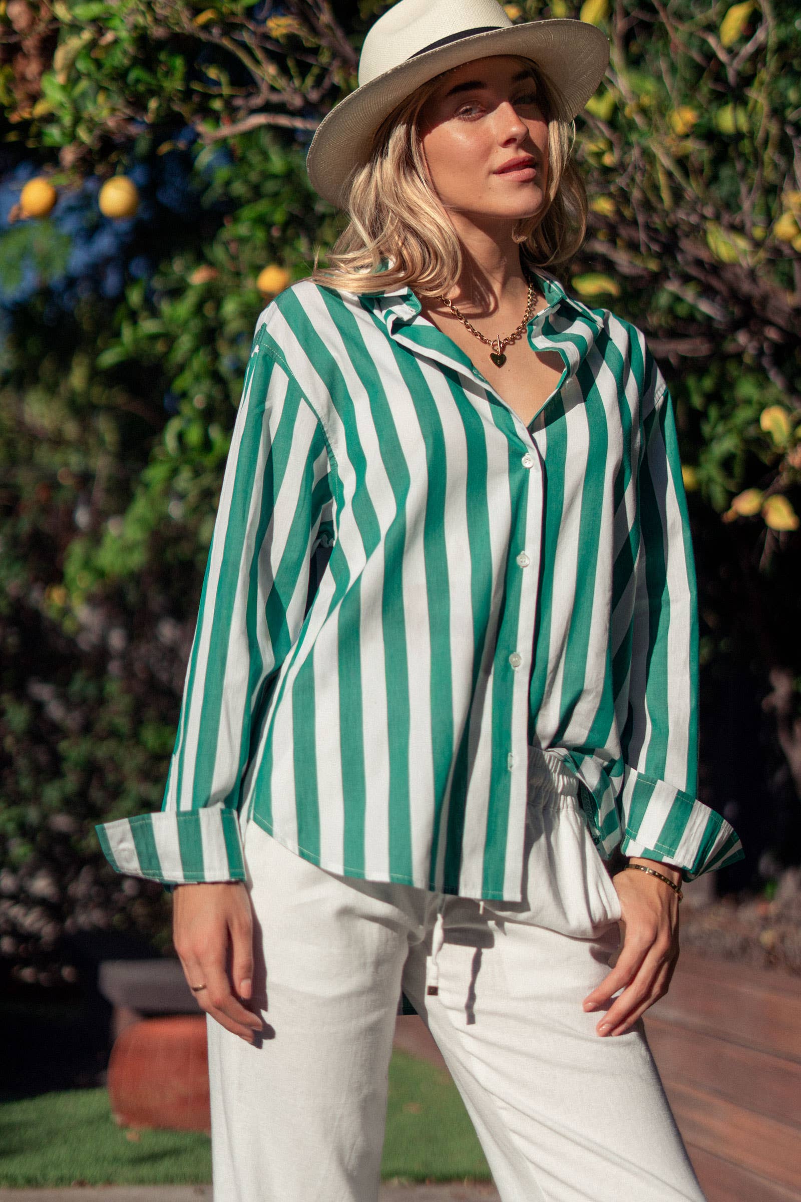 Oversized Stripe Button Down Collared Shirt