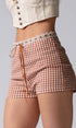 Urban Daizy Gingham Scallop Trim Shorts Brown Shorts - Women's (UDZ-PT-00474) – alternate view 10