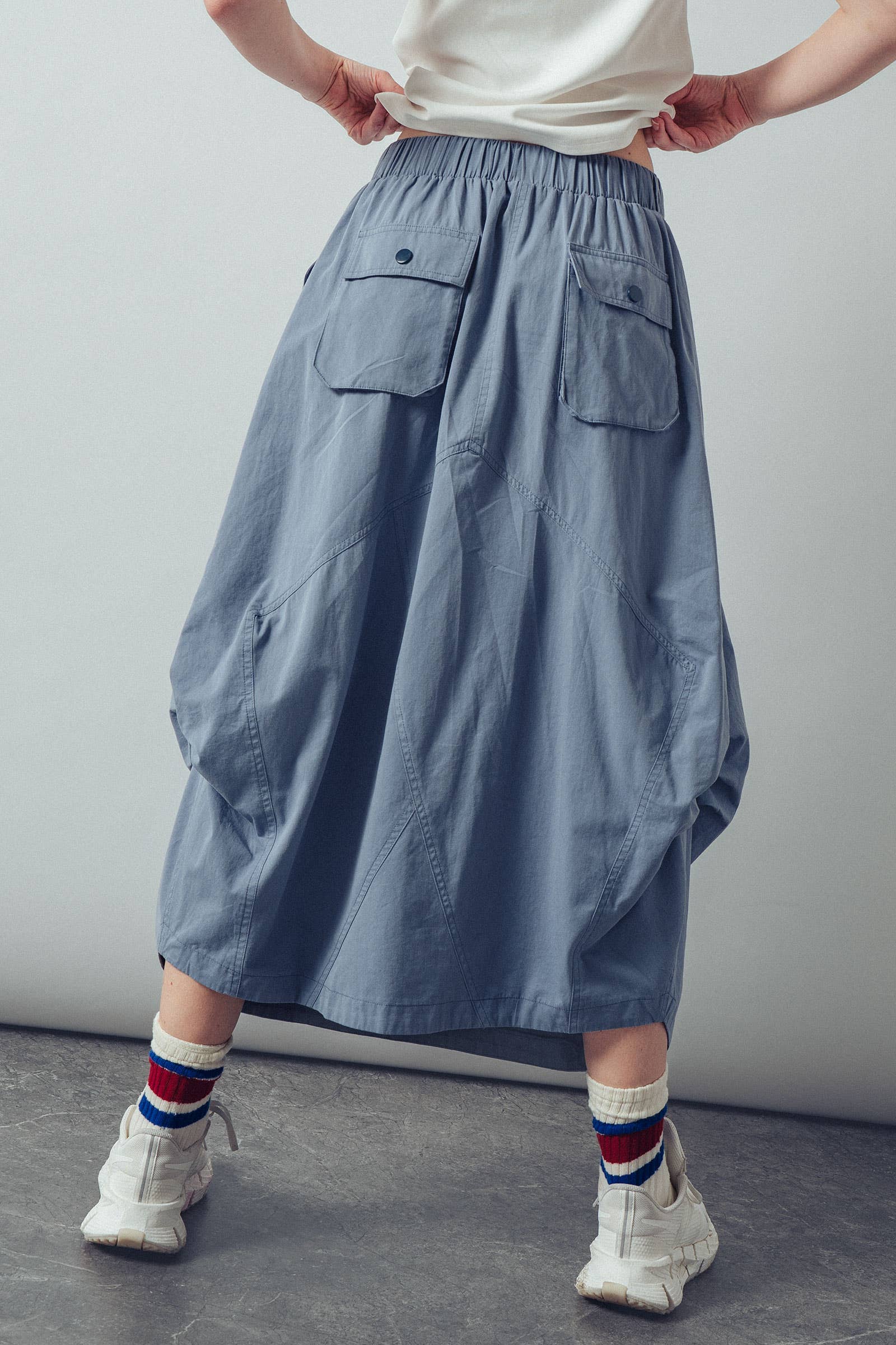 Balloon Hem Drawstring Maxi Skirt