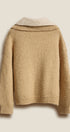 Wool Blend Half Zip Sweater with Double Collar in CAMEL - Women's Sweaters | Urban Daizy