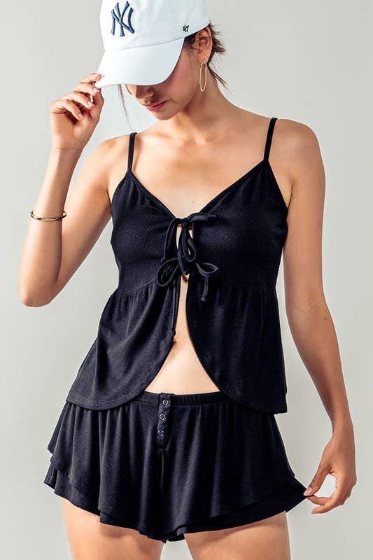 Urban Daizy Bamboo Blend Ruffled Lounge Shorts Black Lounge Shorts - Women's (UDZ-PT-00267) – alternate view 10