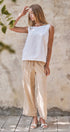Urban Daizy Minimalist Keyhole Back Linen Sleeveless Top White Blouse - Women's (UDZ-TP-01082-White) – alternate view 8