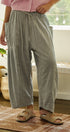 Striped Wide Leg Cotton Pants with Pockets in GREY - Women's Casual Pants | Urban Daizy
