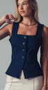 Urban Daizy Structured Square Neck Button-Up Vest Denim Suit Vest - Women's (UDZ-TP-00814) – alternate view 2