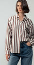 Urban Daizy Oversized Stripe Button Down Collared Shirt Blue Button Down Shirt - Women's (UDZ-TP-00759) – alternate view 12