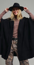 Oversized Wide Collar Open Front Poncho Cardigan in BLACK - Women's Cardigans & Shrugs | Urban Daizy