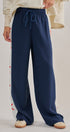 USA Star Side Stripe Wide-Leg Track Pants in NAVY - Women's Casual Pants | Urban Daizy