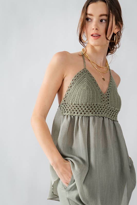 Urban Daizy Crochet Knit Halter Tunic Top Beige Tunic - Women's (UDZ-TP-00016) – alternate view 10
