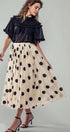Urban Daizy Polka Dot Elastic Waist Midi Skirt Cream Skirt - Women's (UDZ-SK-00099) – alternate view 3