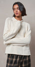 Striped Mock Neck Sweater with Rolled Neckline in IVORY - Women's Sweaters | Urban Daizy