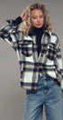 Urban Daizy Plaid Button-Down Jacket Black Shirt Jacket Shacket - Women's (UDZ-OT-00051) – alternate view 10
