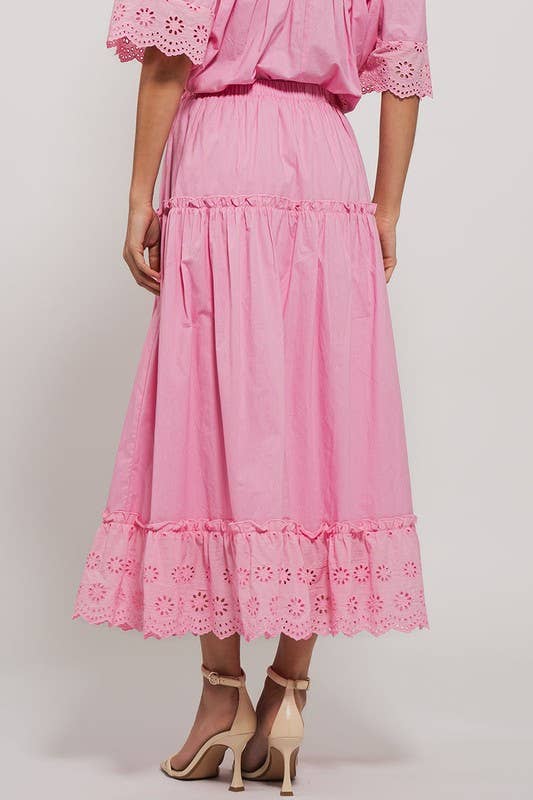 Urban Daizy Laced Eyelet Tiered Midi Skirt Lt-Blue Skirt - Women's (UDZ-SK-00108) – alternate view 21