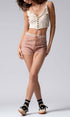 Urban Daizy Gingham Scallop Trim Shorts Brown Shorts - Women's (UDZ-PT-00474) – alternate view 18