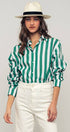 Urban Daizy Oversized Stripe Button Down Collared Shirt Blue Button Down Shirt - Women's (UDZ-TP-00759) – alternate view 26