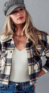 Urban Daizy BELLA SNAP BUTTON PLAID CROP JACKET Camel Jacket - Women's (UDZ-OT-00264) – alternate view 15