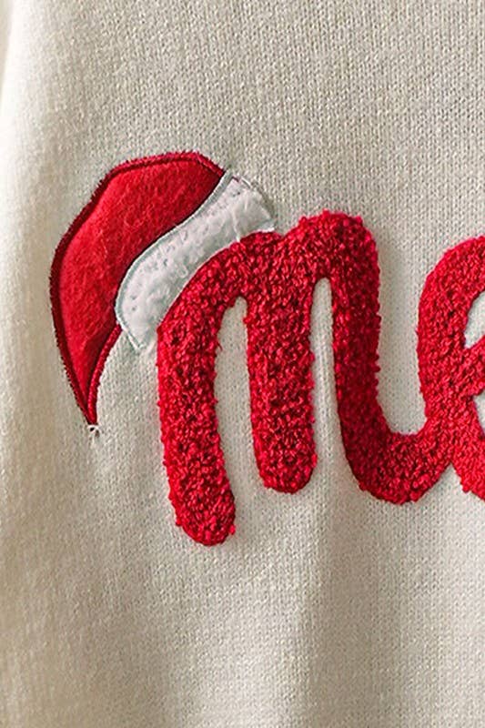 Urban Daizy Merry Embroidered Crewneck Sweater Ivory Knit Sweater - Women's (UDZ-KN-00488) – alternate view 4