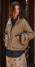 Cropped Zip Bomber Jacket in KHAKI - Women's Jackets & Blazers | Urban Daizy
