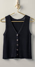 Urban Daizy Button Front Crochet Knit Vest Black Sweater Vest - Women's (UDZ-TP-00812)