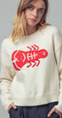 Urban Daizy Embroidered Red Lobster Nautical Statement Sweater Ivory Knit Sweater - Women's (UDZ-KN-00600) – alternate view 2