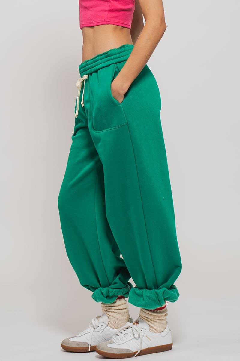 Urban Daizy Elastic Drawstring Cotton Sweatpant Green Lounge Sweatpants Joggers - Women's (UDZ-PT-00336) – alternate view 24