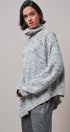 Chunky Knit Mock Neck Oversized Poncho Sweater in BLUE - Women's Sweaters | Urban Daizy