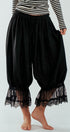 Boho Lace Trim Summer Linen Pants in BLACK - Women's Pants | Urban Daizy