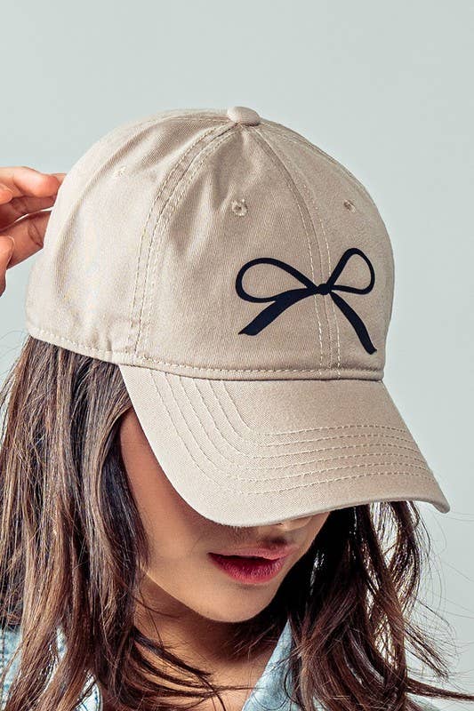 Urban Daizy Bow Graphic Relaxed Fit Baseball Cap Beige Baseball Cap - Women's (UDZ-AC-00112) – alternate view 13