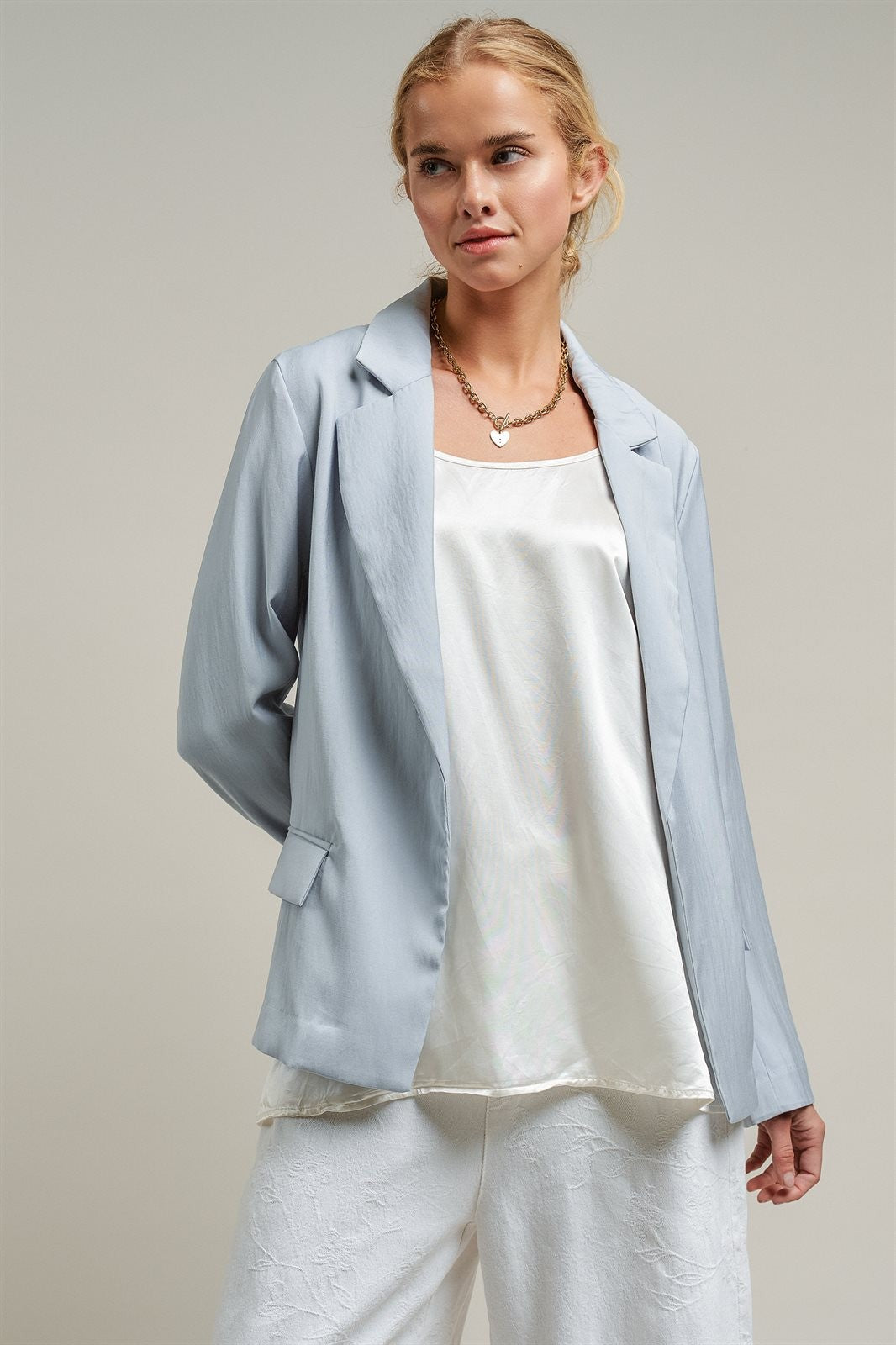 Soft Structure Tailored Blazer in DEW BLUE - Women's Jackets & Outerwear | Urban Daizy