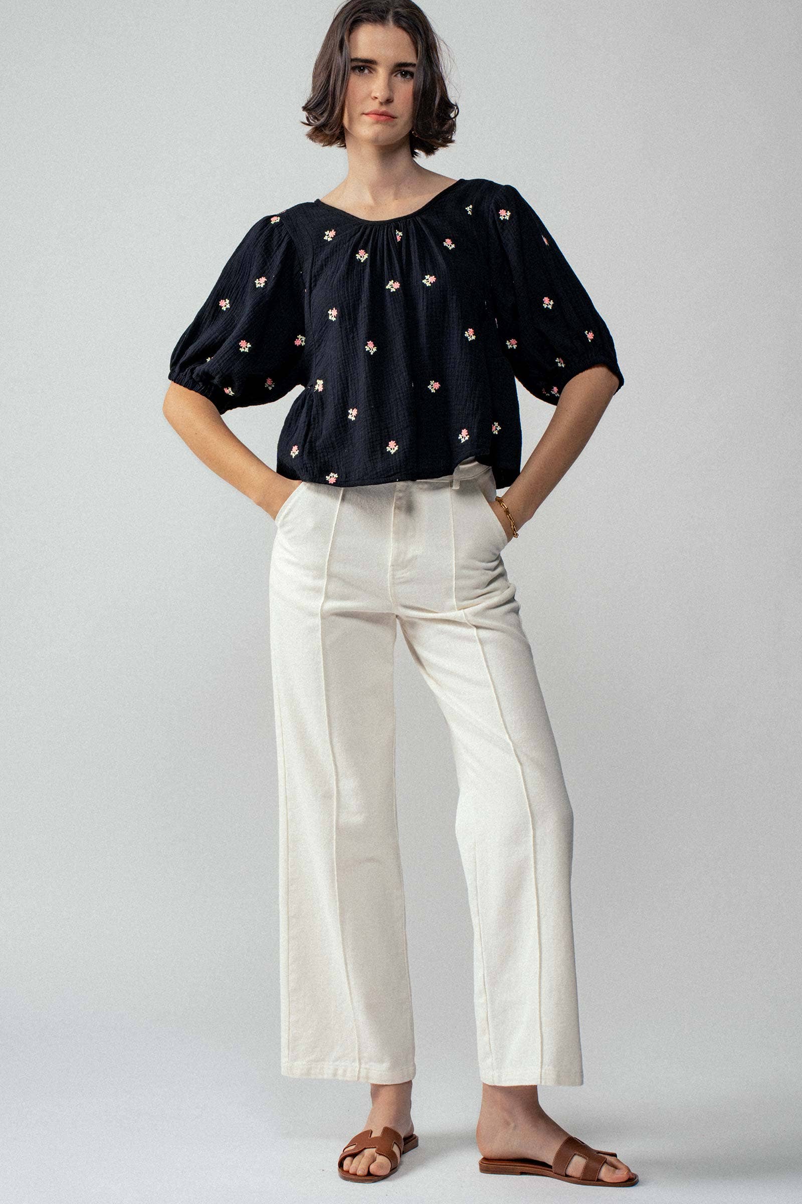 Urban Daizy Floral Embroidered Gauze Blouse Black Blouse - Women's (UDZ-TP-00728) – alternate view 11