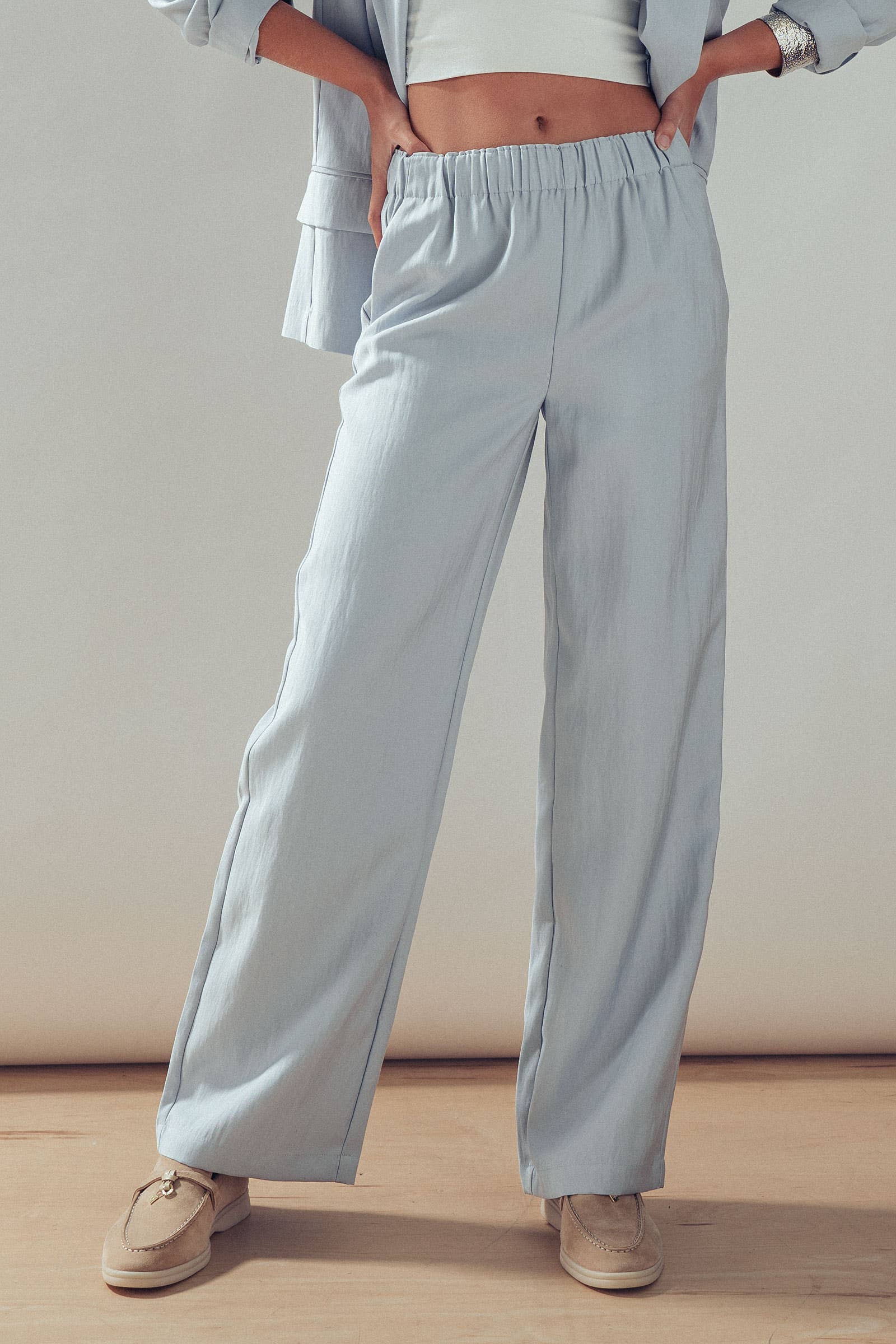 Elastic Waist Wide Leg Pants