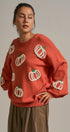 Pumpkin Embroidered Crew Neck Sweater in RUST - Women's Sweaters | Urban Daizy